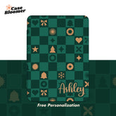 Christmas Green Checkerboard Kindle Case, Kobo, Free Personalization, New Year Gift